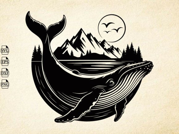 Blue Whale SVG, Floral Whale Svg