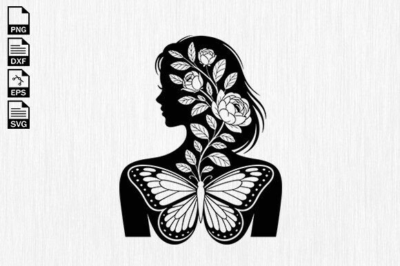 Butterfly Flower SVG, Floral Woman Svg