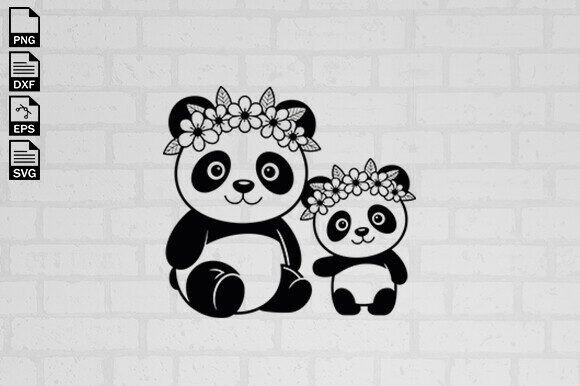 Cute Baby Panda Svg, Floral Panda Svg