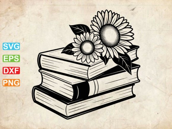 Floral Book Svg, Floral Book Shelf Svg