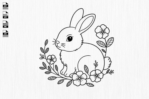 Floral Bunny Svg, Floral Rabbit