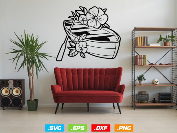 Floral Canoe Svg, Lake Life Svg