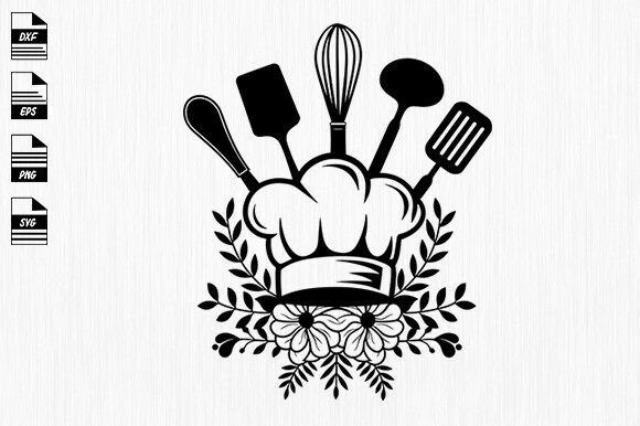 Floral Chef Svg, Chef Tools, Cooking