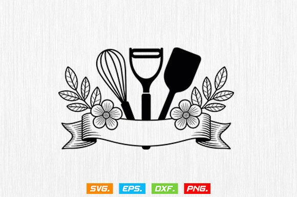 Floral Chef Svg, Cooking Tools Svg