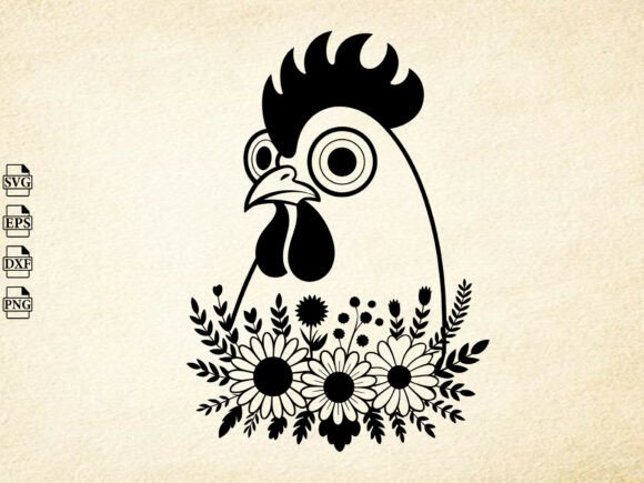 Floral Chicken SVG, Chicken Clipart