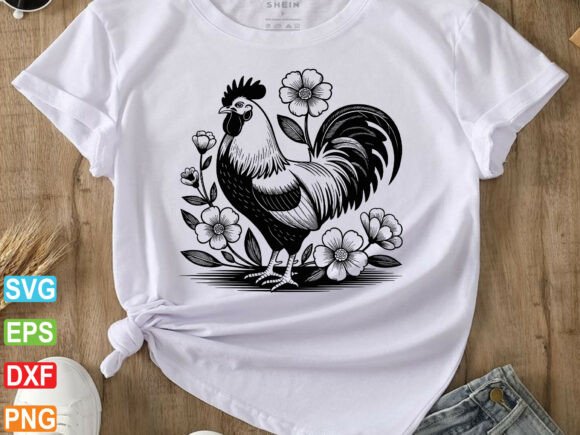 Floral Chicken SVG, Floral Farm Animal