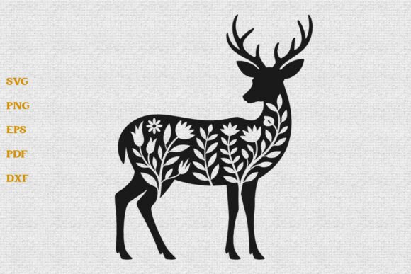 Floral Deer SVG Flower Wild Animal SVG