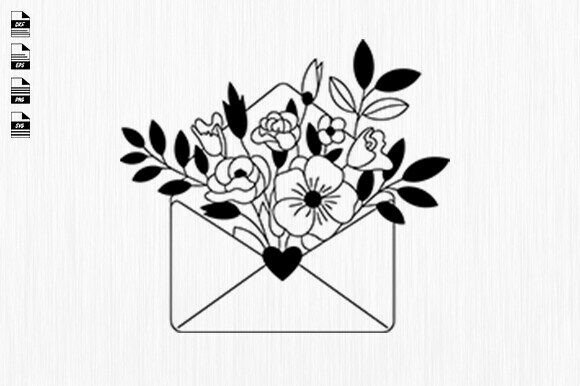 Floral Envelope Svg,Love Letter,Valentin