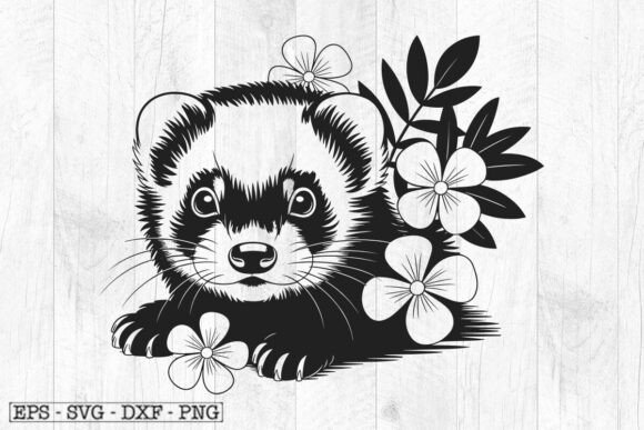 Floral Ferret Svg, Cute Ferret Svg