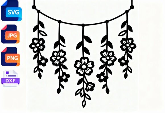 Floral Garland SVG Cut File Flowers