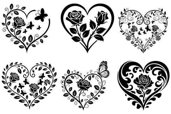 Floral Rose Heart Svg, Floral Bundle