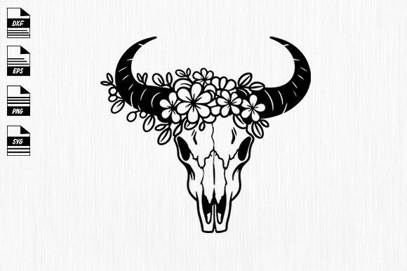 Floral Skull Svg, Western Svg, Boho Svg