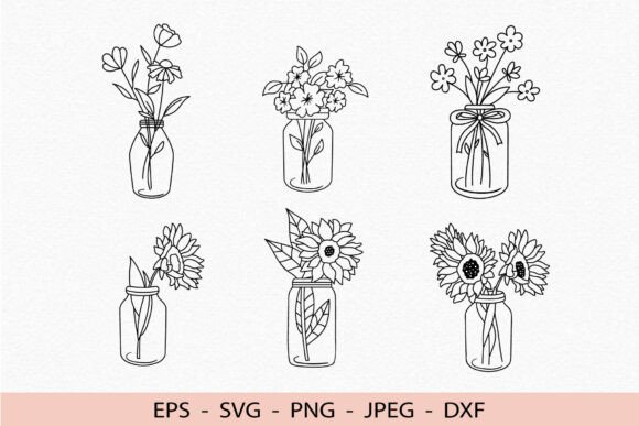 Flowers Bouquet SVG Floral Jar Png Dxf