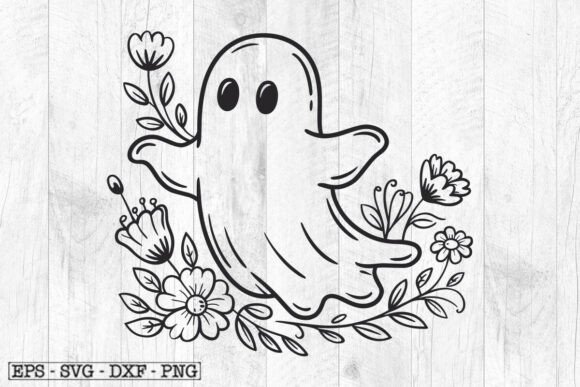 Ghost Svg, Floral Ghost Svg, Halloween