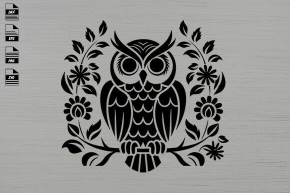Owl with Flower Svg, floral Owl, owl Svg