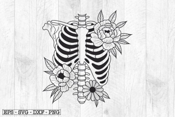 Rib Cage and Flowers Svg
